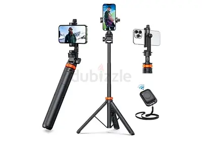 Multi-Function Phone Tripod  Selfie Stick with Bluetooth Remote (Foldable)