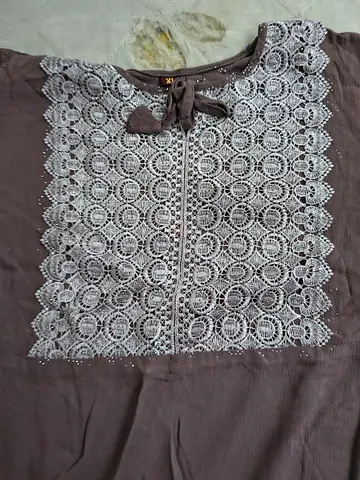 Elegant Brown Embroidered Kurti – Excellent Condition