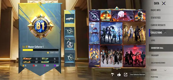 Pubg mobile  Account Inventory Level 81 with Skins and Collections