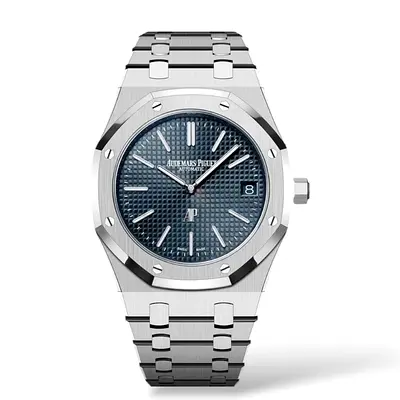 Audemars Piguet Royal Oak Stainless Steel Mens Watch (Blue Tapisserie Dial)