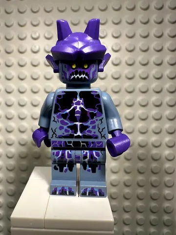 LEGO Stone Stomper - Fully Cracked Open Chest and Legs, Open Mouth, Dark Purple Gargoyle Horns