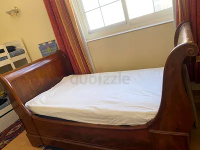 Classic Wooden Single Bed with Mattress - AED 700