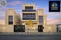 Luxury villa for sale in Al Zahia – Ajman | Private pool + internal elevator | 7 master bedrooms. 