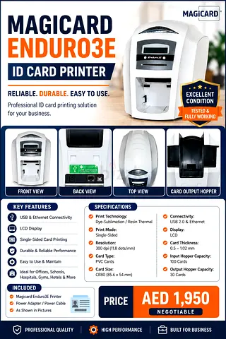 Magicard Enduro3E ID Card Printer - Excellent Working Condition