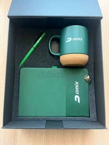 Dmix Branded Gift Set — Mug, Notebook  Pen (Green) — Like New