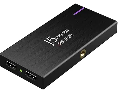 j5create 4K Game Video Capture Card with PD 60W Pass-Through Charging, Stream and Record 4K Video on