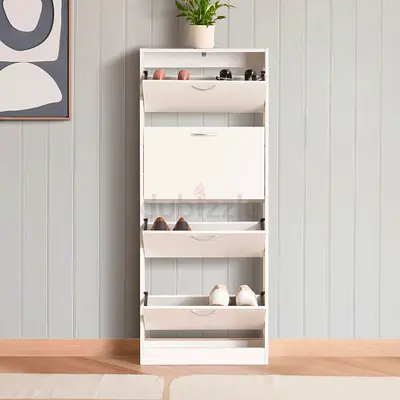 PAN Home Shoe Cabinet (12 Pairs, 4 Drawers) – White | 1 Year Old | Discovery Gardens