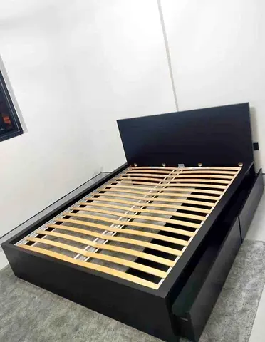 Malam double size bed 140/200cm bed with 2 storage drawers underneath and Ikea mattress is available