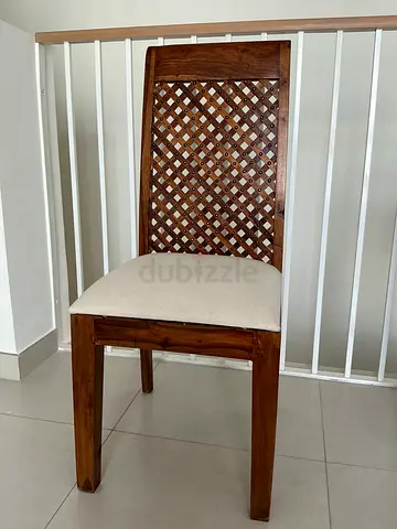 Marina Solid Wood Dining Chair with Lattice Back and Cushioned Seat