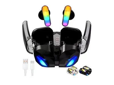 Wireless RGB True Wireless Earbuds with LED Charging Case and Extra Ear Tips