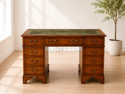 Vintage leather topped solid wood desk