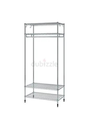 IKEA OLAUS Shelving Unit With Clothes Rail, 92x50x201 cm, galvanised METAL steel Cabinet