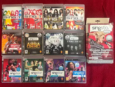Collection of SingStar PS3 games + wireless SingStar microphones