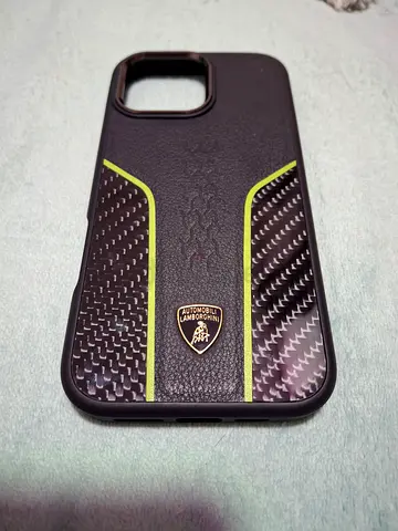 Iphone 16 pro max Lamborghini-style phone case (black with green accents)