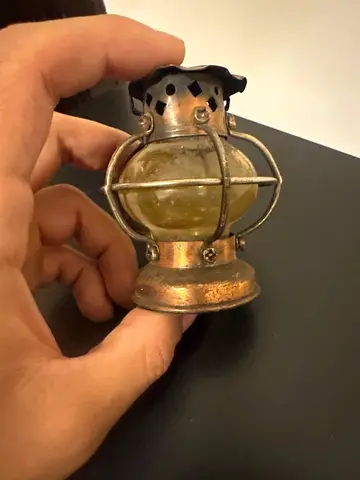 Small Vintage Brass Lantern with Glass Globe