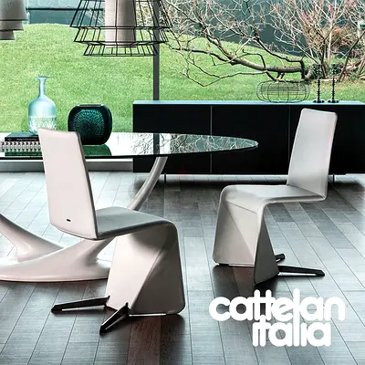 x2 CATTELAN ITALIA Patricia chairs white genuine leather luxury Italian designer W51 D58 H95 cm