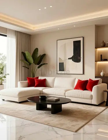 Modern L-Shaped Sectional Sofa in Cream