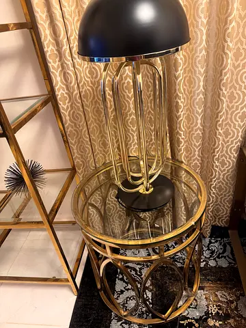 Set of 3 Round Gold Metal  Glass Nesting Side Tables