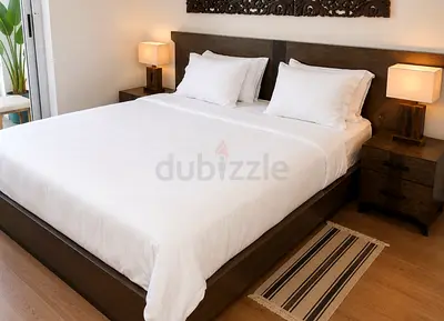 Home Center Solid Wood Double Bed set with Headboard and Matching Nightstands and the best mattress