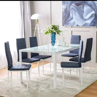 Modern Rectangular Dining Table with White Top