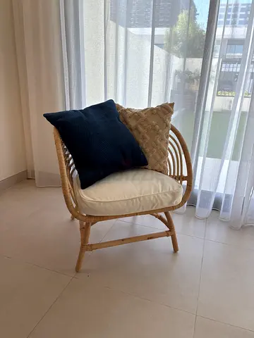 Rattan Accent Chair with Cushions from Ikea