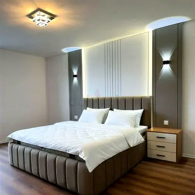 Upholstered King Bed with Headboard and Mattress - Modern Neutral