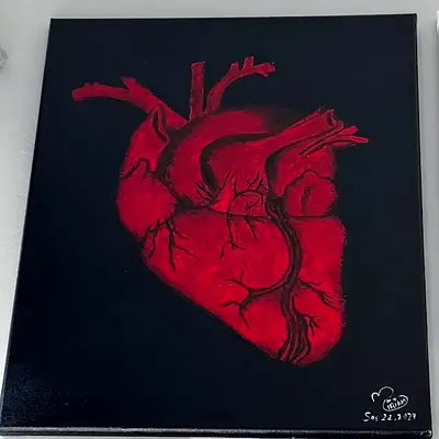 Edgy Anatomical Heart Painting: Acrylic Painting