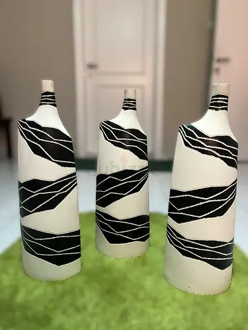 Modern Black and White Decorative Vases Set of 3