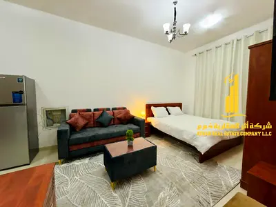 Furnished studio apartment for rent in Ajman, Al Rawda 2, with clean and tidy furnishings. Includes all bills and internet. Fully furnished