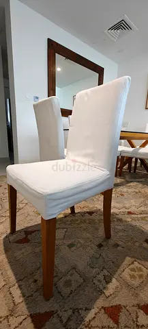 Ikea Slipcover Dining Chairs with Wooden Legs x 6 - Good Condition