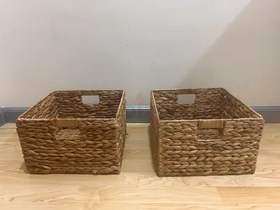 Set of Two Woven Wicker Storage Baskets