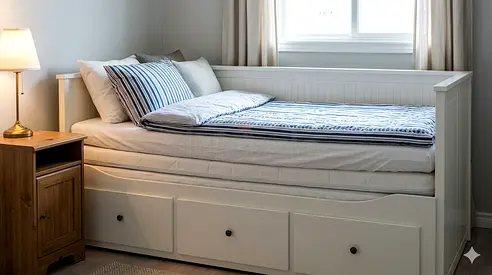 White Daybed with Underbed Storage Drawers