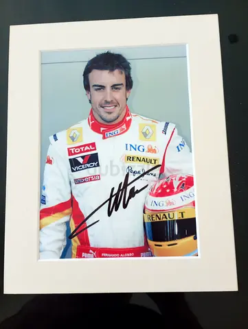 Framed Signed Fernando Alonso Renault Racing Photo