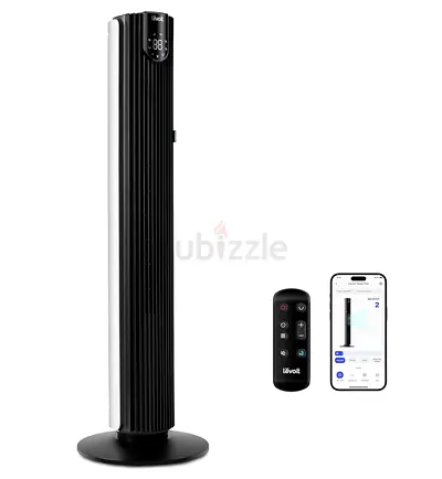 LEVOIT Smart Control 25dB Silent Tower Fan 42Inch, 7.9m/s Powerful Electric Coolness Fan for Bedroom