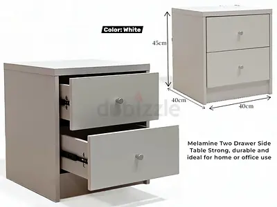 White Bedside Table with 2 Lockable Drawers – Modern Nightstand For Bedroom Dubai