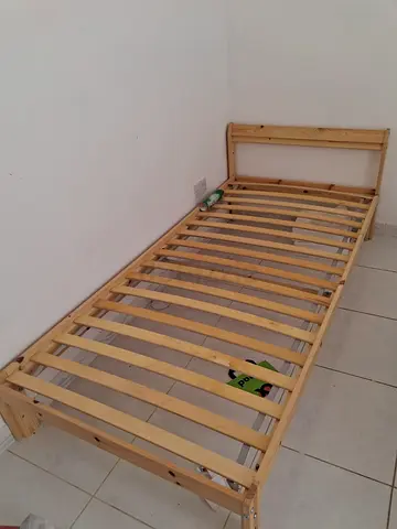 Single wooden bed frame with slatted base - good condition