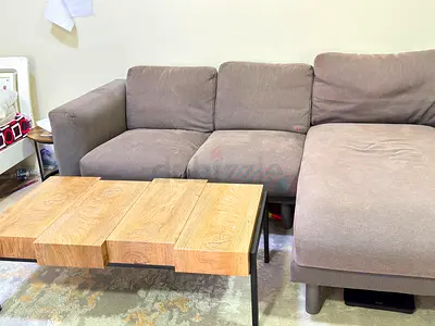Grey L-shaped Fabric Sofa