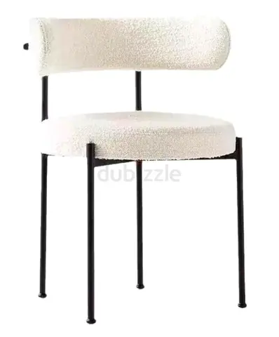 Modern Bouclé Dining/Accent Chair with Black Metal Frame