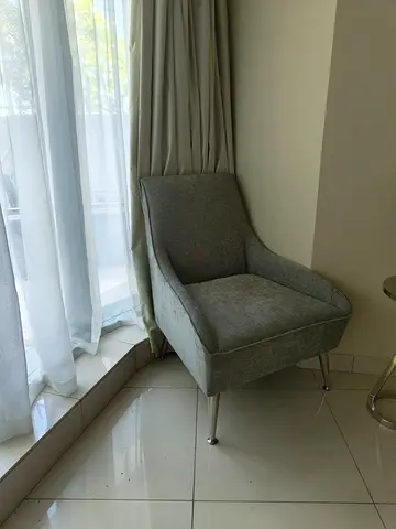 Grey Upholstered Accent Chair with Metal Legs 2 pieces