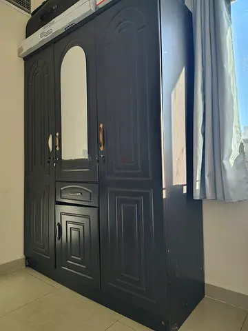 Wooden 3-Door Wardrobe with Mirror