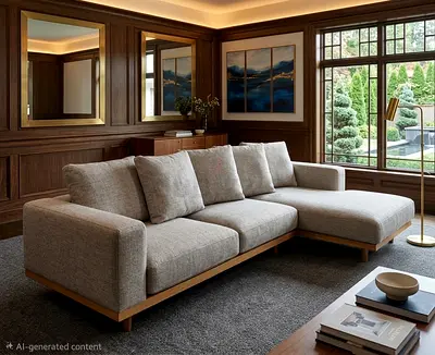 West Elm L Shape Sofa Beige Excellent Condition