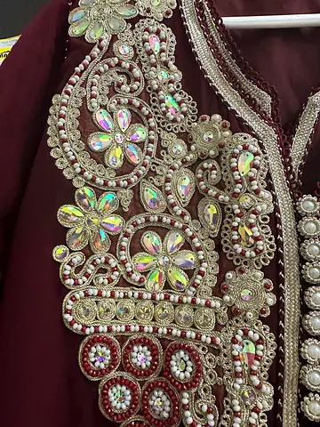 Maroon traditional embellished kurta with sequin and beadwork - Excellent condition