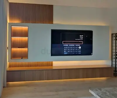 custom TV entertainment unit with LED lighting
