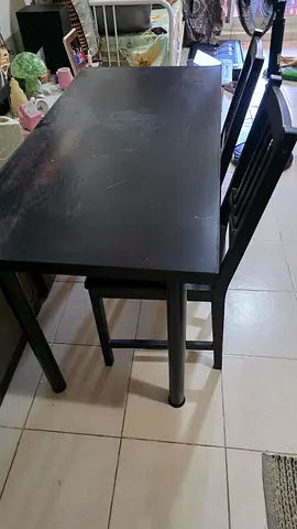 2 Seater Dark wood rectangular dining table - solid, used with Chairs
