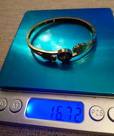 Yellow Gold-tone plated bangle bracelet, 16.72g, Evil eye vintage style