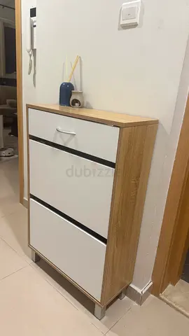 Slim 3-Drawer Shoe Cabinet in Oak  White