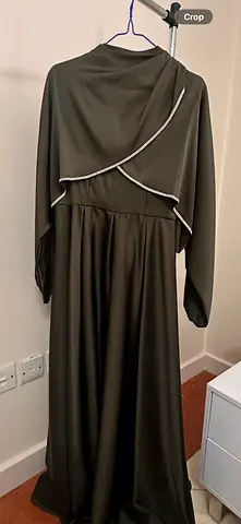 Olive Green High Neck Elegant Dress