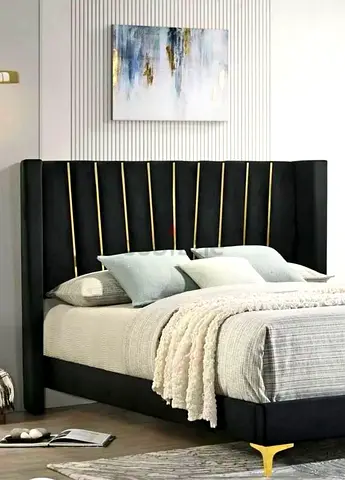 Fully Custom Made King Size Brand New Bedframe with Golden Strips