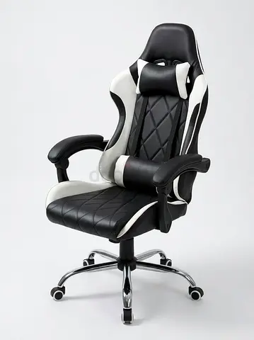 Black  White Ergonomic Gaming/Office Chair with Lumbar and Head Support