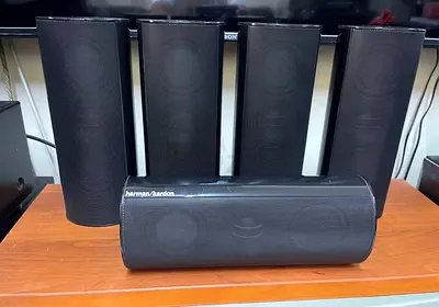 Harman/Cardon -SAT-TS60 -5 Surround Speaker Set-With 4 pcs floor stand. (Good Condition)